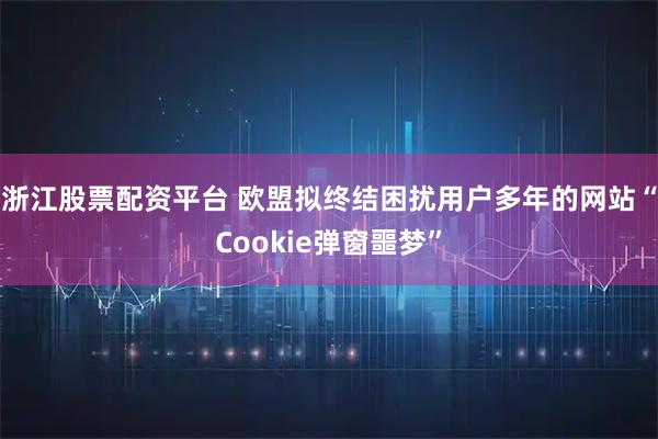 浙江股票配资平台 欧盟拟终结困扰用户多年的网站“Cookie弹窗噩梦”